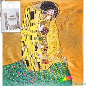 Платок шелковый ETERNO (ЭТЕРНО) репродукция картины Г.Климта "Поцелуй" ES0611-1-yellow оранжевый, шелк