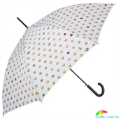 Зонт-трость женский полуавтомат HAPPY RAIN (ХЕППИ РЭЙН) U41086-2 белый, полуавтомат, горох