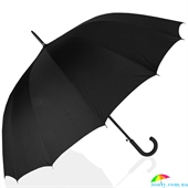 Противоштормовой зонт-трость мужской полуавтомат с большим куполом STAR RAIN (СТАР РЕЙН) LMI2009 черный, однотонный