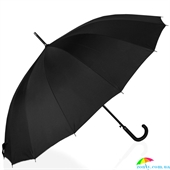 Противоштормовой зонт-трость мужской полуавтомат с большим куполом RAINBOW (РЕЙНБОУ) LMI151 черный, однотонный