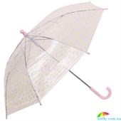 Зонт-трость детский RAINY DAYS (РЕЙНИ ДЕЙС) U78558-gorox прозрачный, механический, горох
